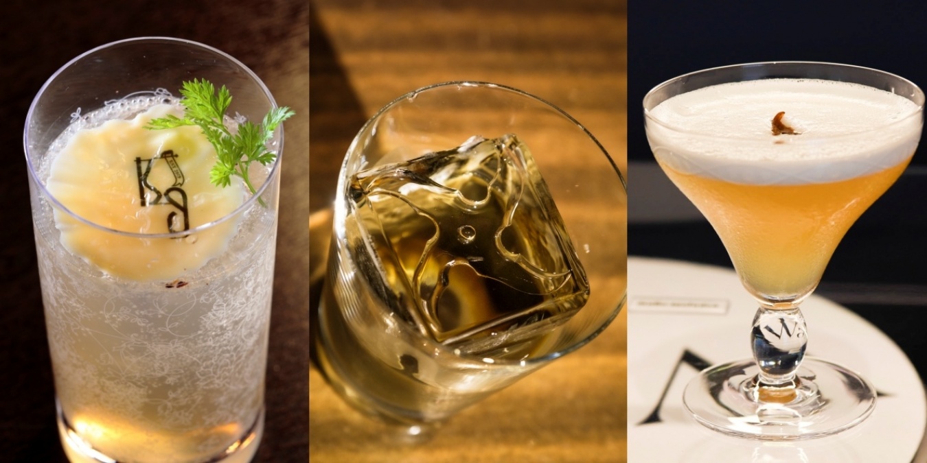 左から、Amour du ChoCOLA アムール・デュ・ショ“コーラ”、 Ninja Old-fashioned ニンジャ・オールドファッションド、Jersalem Artichoke エルサレム・アーティチョーク